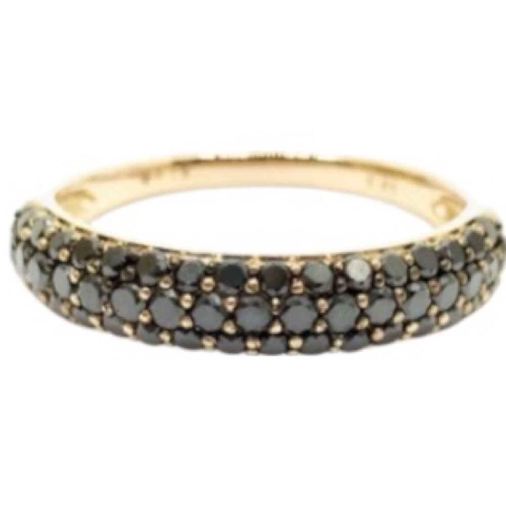 Triple Layer Natural Black Diamond 0.85 Carats 18K Gold Ring
